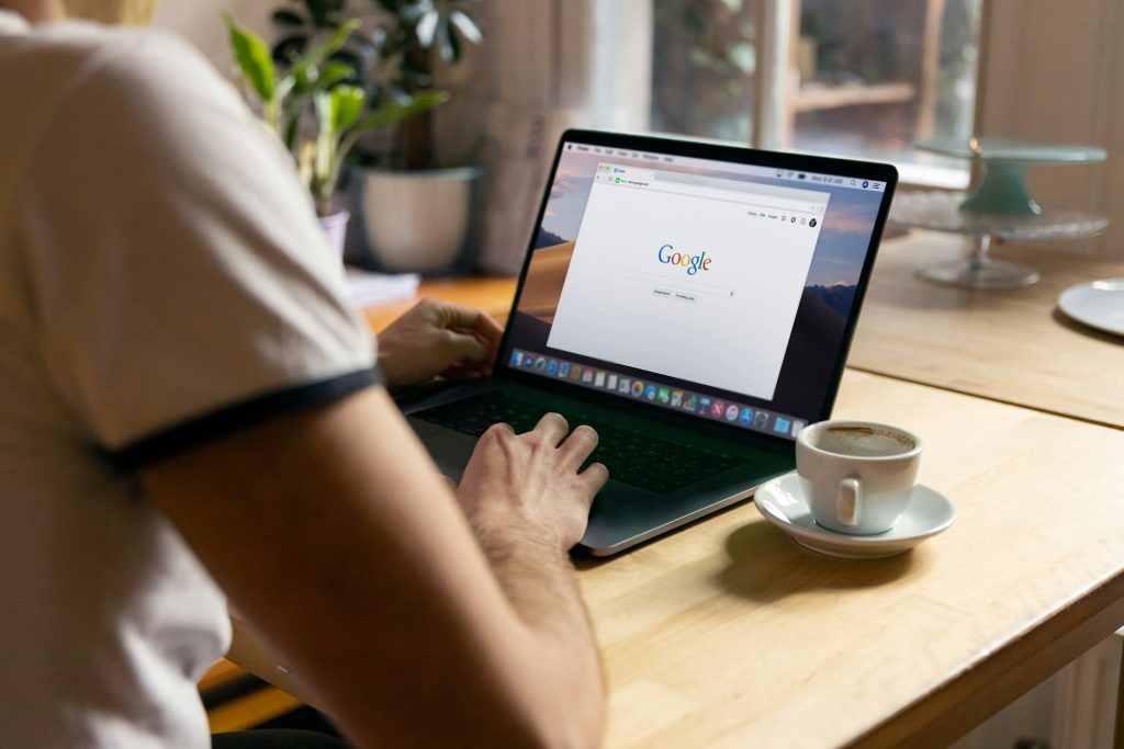 A person Googling local companies